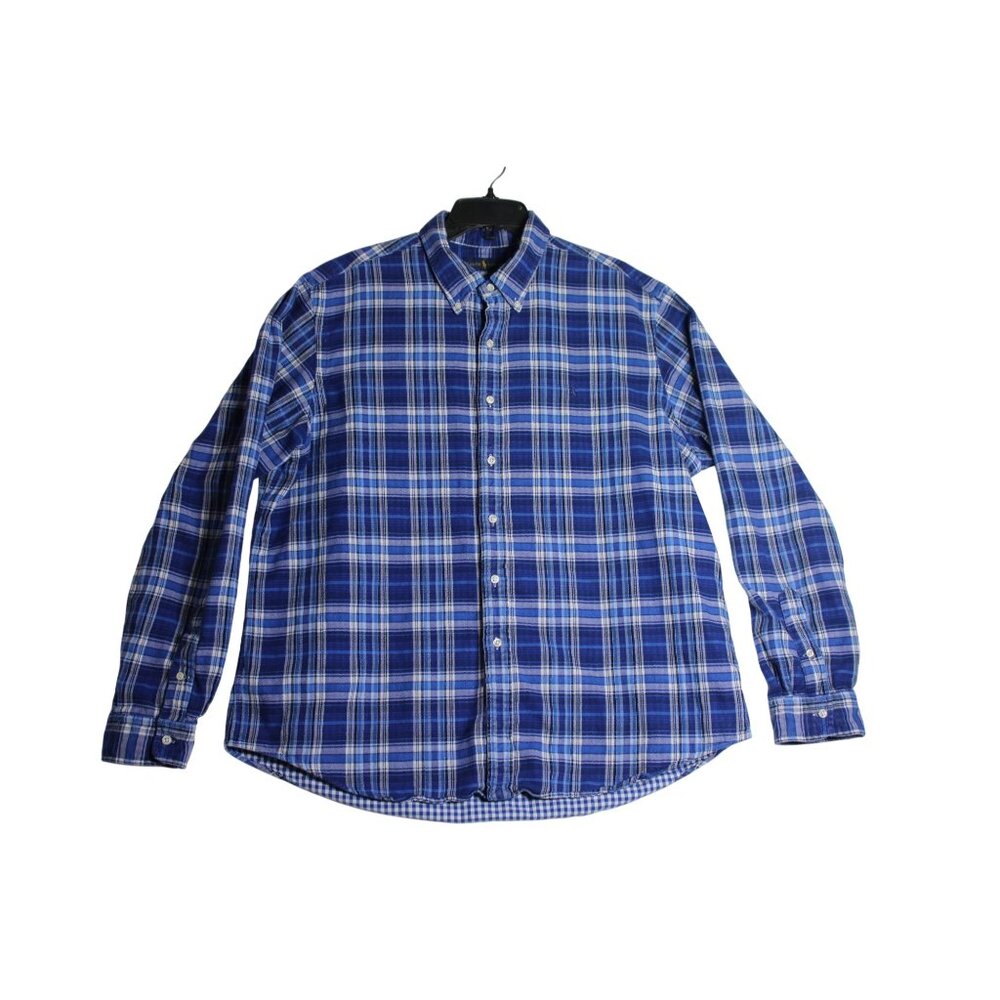 Ralph Lauren Blue Plaid‎ Lined Men’s 2XL XXL Shirt Flannel Western Pony